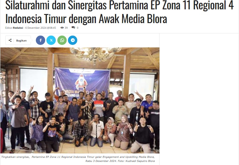 Silaturahmi dan Sinergitas Pertamina EP Zona 11 Regional 4 Indonesia Timur dengan Awak Media Blora